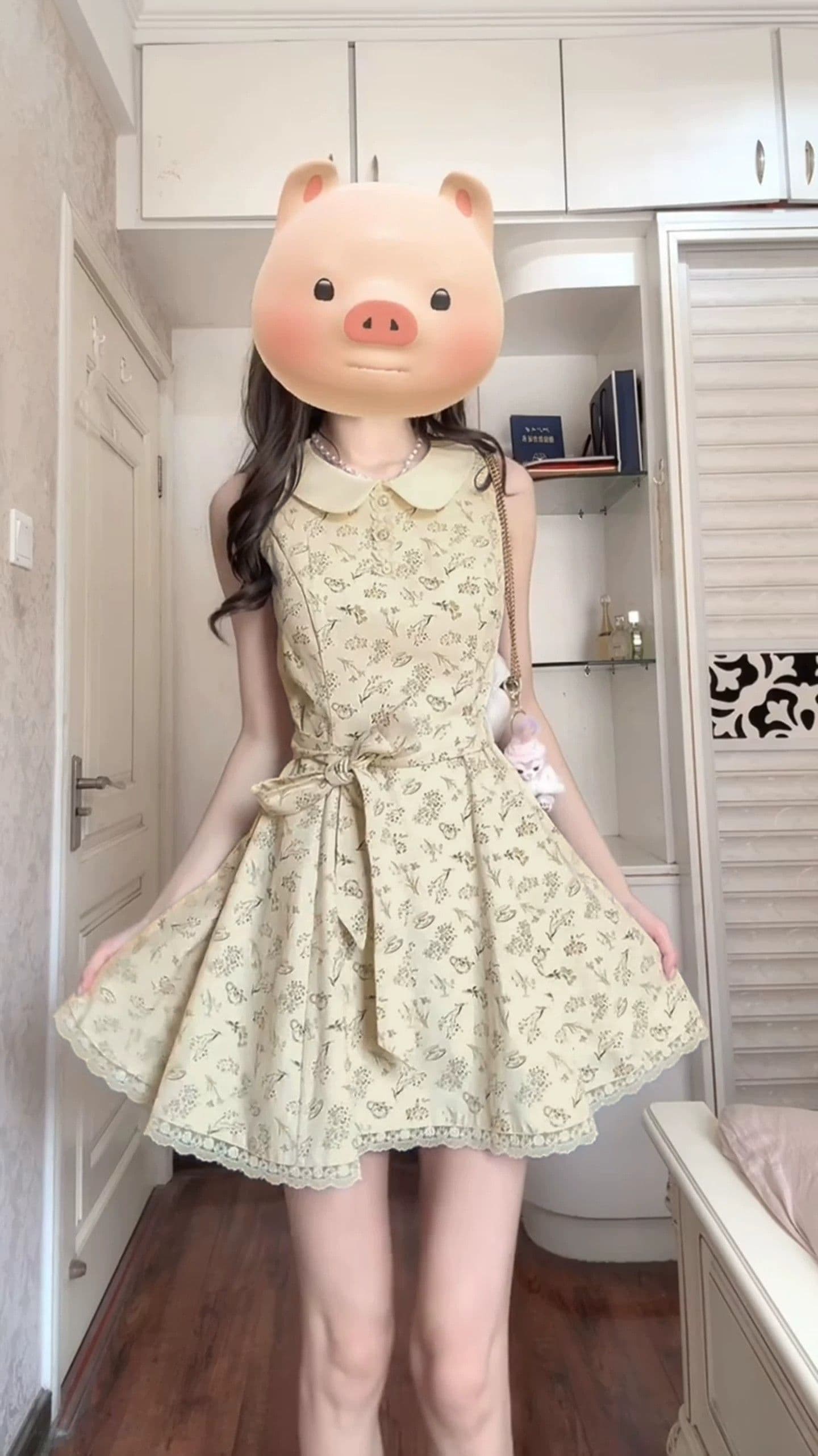 프랑스식 천 금빛 바람 베이비 칼라 꽃무늬 드레스 아이들 여름 2026 새로운 특별 아름다운 꼬집기 허리 작은 치마 상세 이미지 2