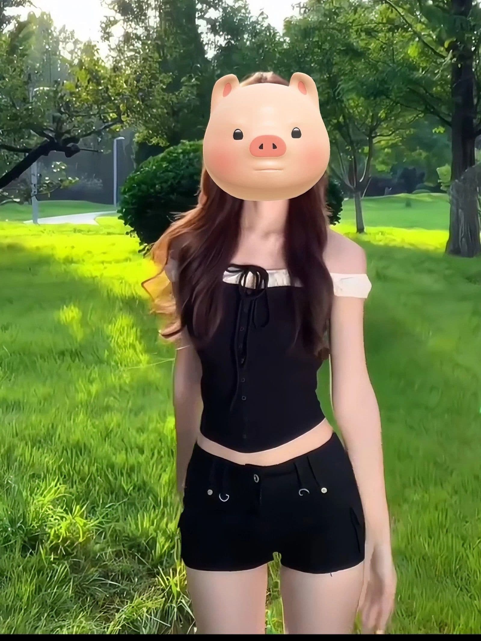 달콤한 핫걸 아메리칸 레트로 흑인과 백인 패치워크 오프숄더 반팔 티셔츠 여성 여름 새로운 핫걸 섹시함 맨위 이미지 3