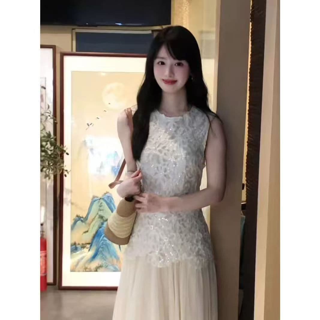 자이언트 잘 생긴 ~ 중 허리 수축 슬림해 보이는 요정 드레스 슈퍼 화재 작은 대중 아니요 명중 섹션 얕은 살구 색상 프랑스식 부드러운 바람 치마 상세 이미지 4