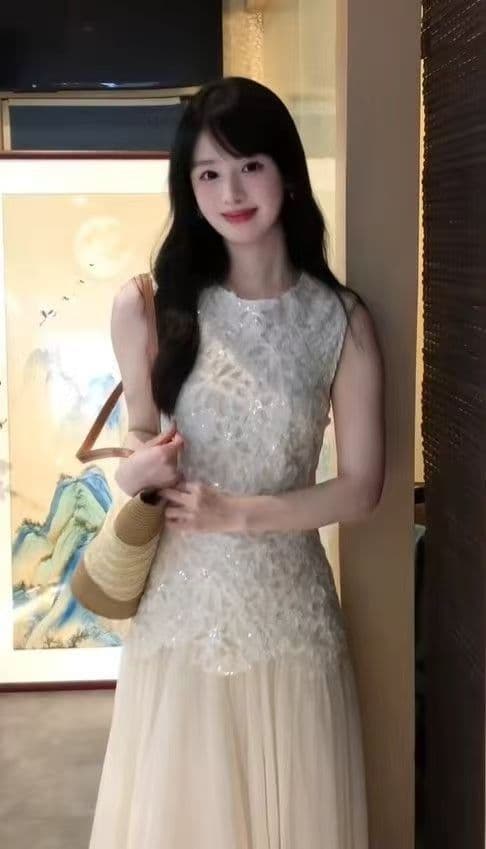 자이언트 잘 생긴 ~ 중 허리 수축 슬림해 보이는 요정 드레스 슈퍼 화재 작은 대중 아니요 명중 섹션 얕은 살구 색상 프랑스식 부드러운 바람 치마 상세 이미지 8