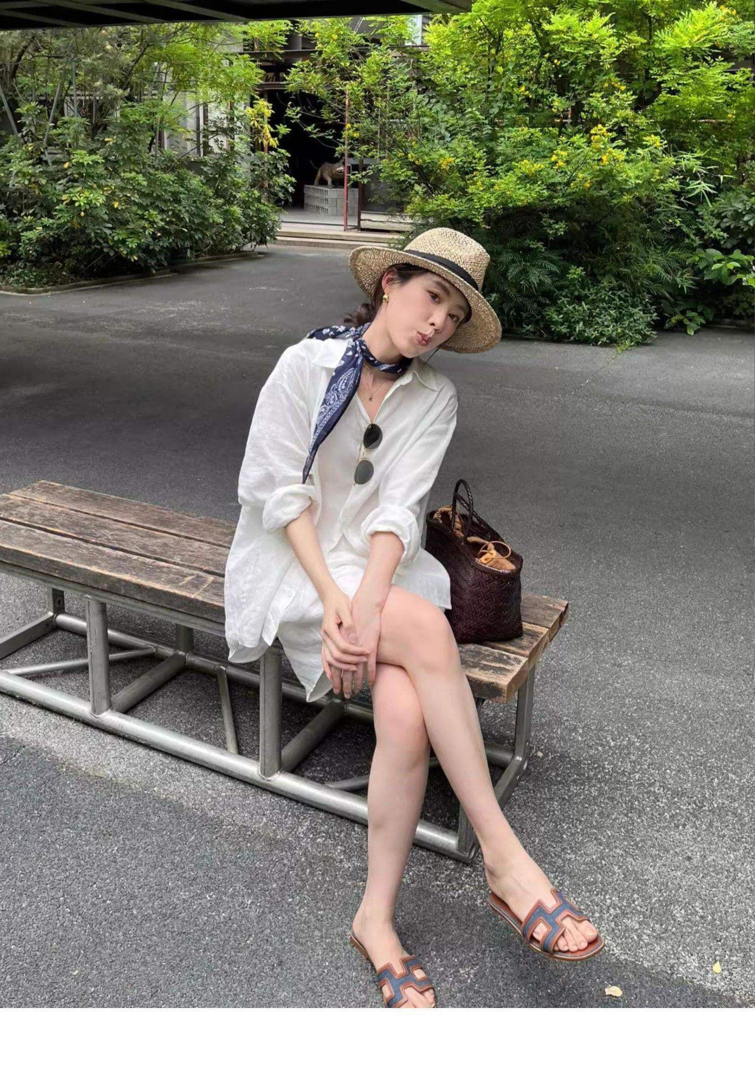 화이트 자외선 차단 셔츠 경기 허리밴드 반바지 여름 얇은 스타일 오래된 돈 바람 착용 가져 가라. 아마 여성 고급 면 린넨 세트 상세 이미지 11