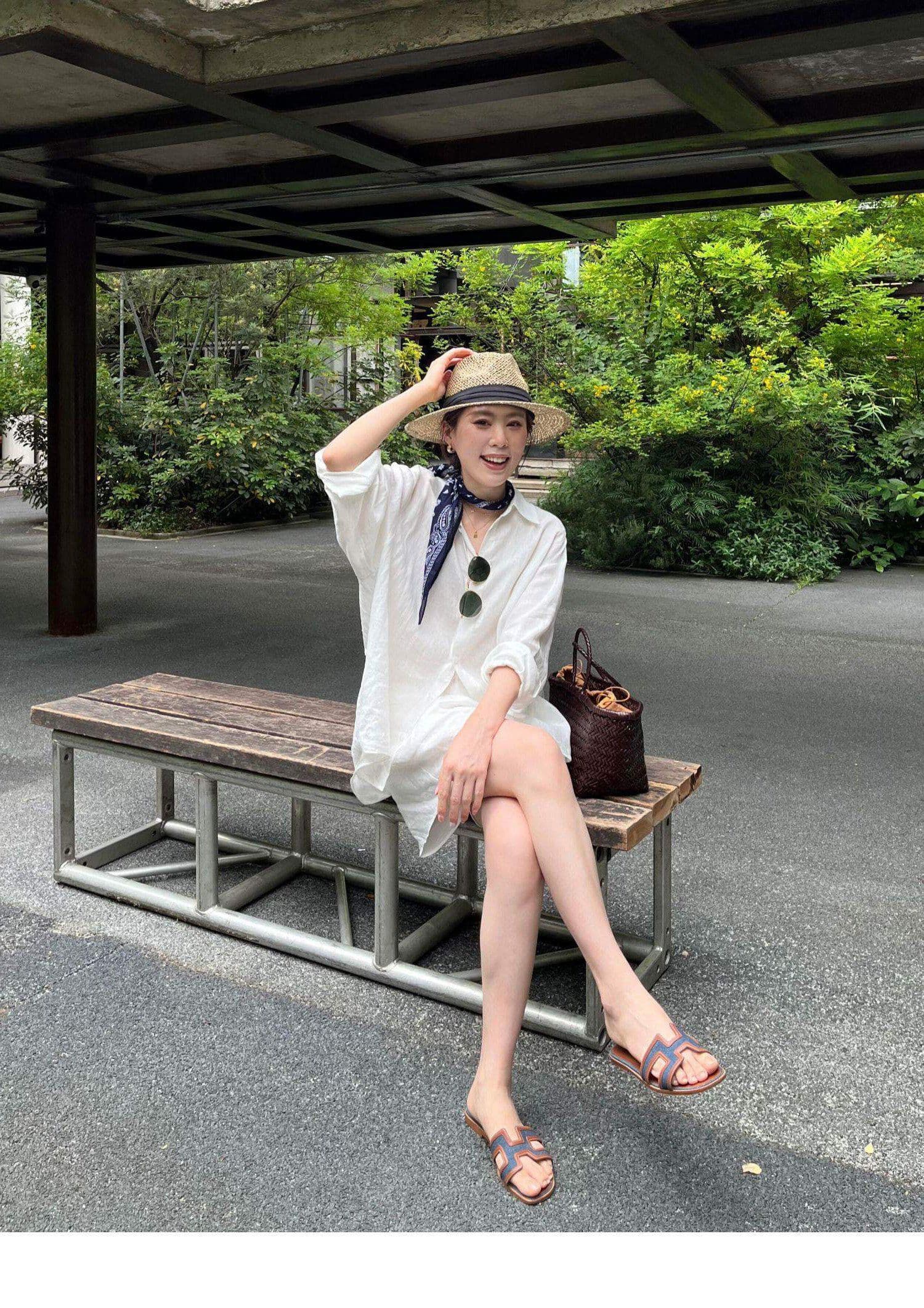 화이트 자외선 차단 셔츠 경기 허리밴드 반바지 여름 얇은 스타일 오래된 돈 바람 착용 가져 가라. 아마 여성 고급 면 린넨 세트 상세 이미지 14