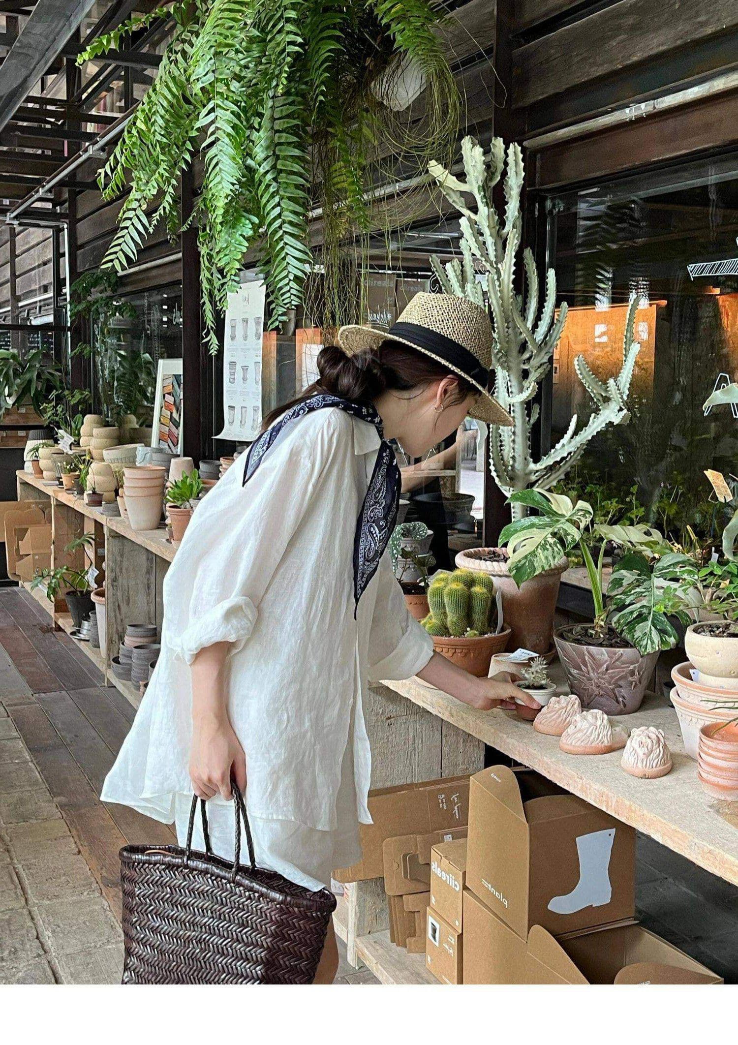 화이트 자외선 차단 셔츠 경기 허리밴드 반바지 여름 얇은 스타일 오래된 돈 바람 착용 가져 가라. 아마 여성 고급 면 린넨 세트 상세 이미지 16