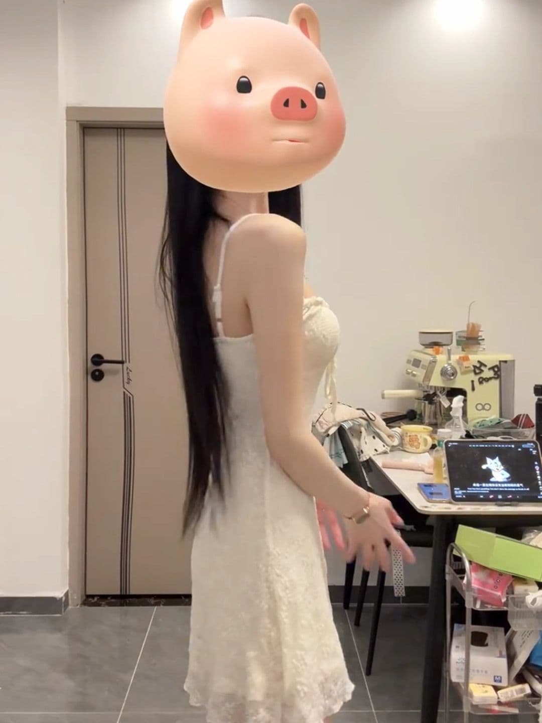 핫걸 레트로 섹시함 화이트 광장 칼라 레이스업 슬립 드레스 여름 순수한 욕망 디스플레이 몸 허리 수축 타이트 스커트 미니 스커트 이미지 2