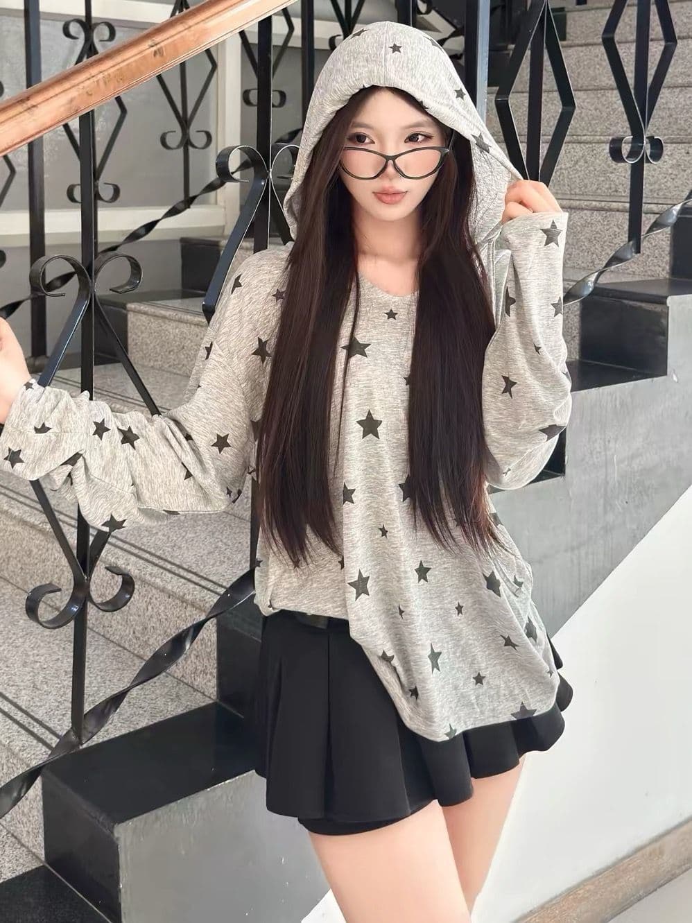 눈꽃 얼음 차가운 면 후드 긴팔 국방 블라우스 이미지 3