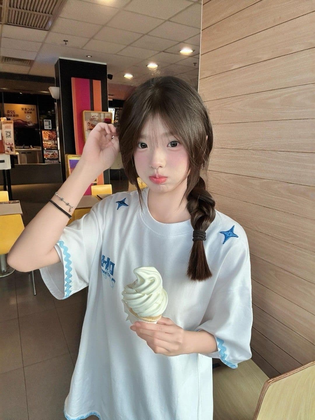 자수 네리 가게 천 19 지점 220 그램 순면 반팔 티셔츠 여성 상세 이미지 2
