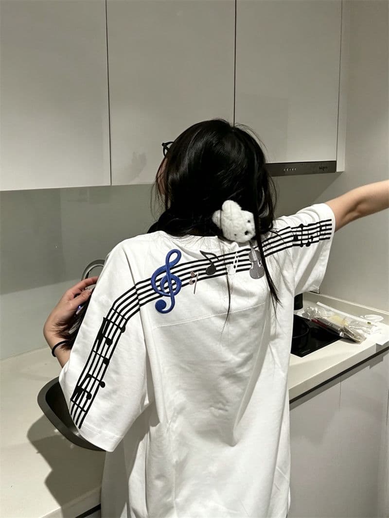 자수 네리 가게 천 19 지점 220 그램 순면 반팔 티셔츠 이미지 4