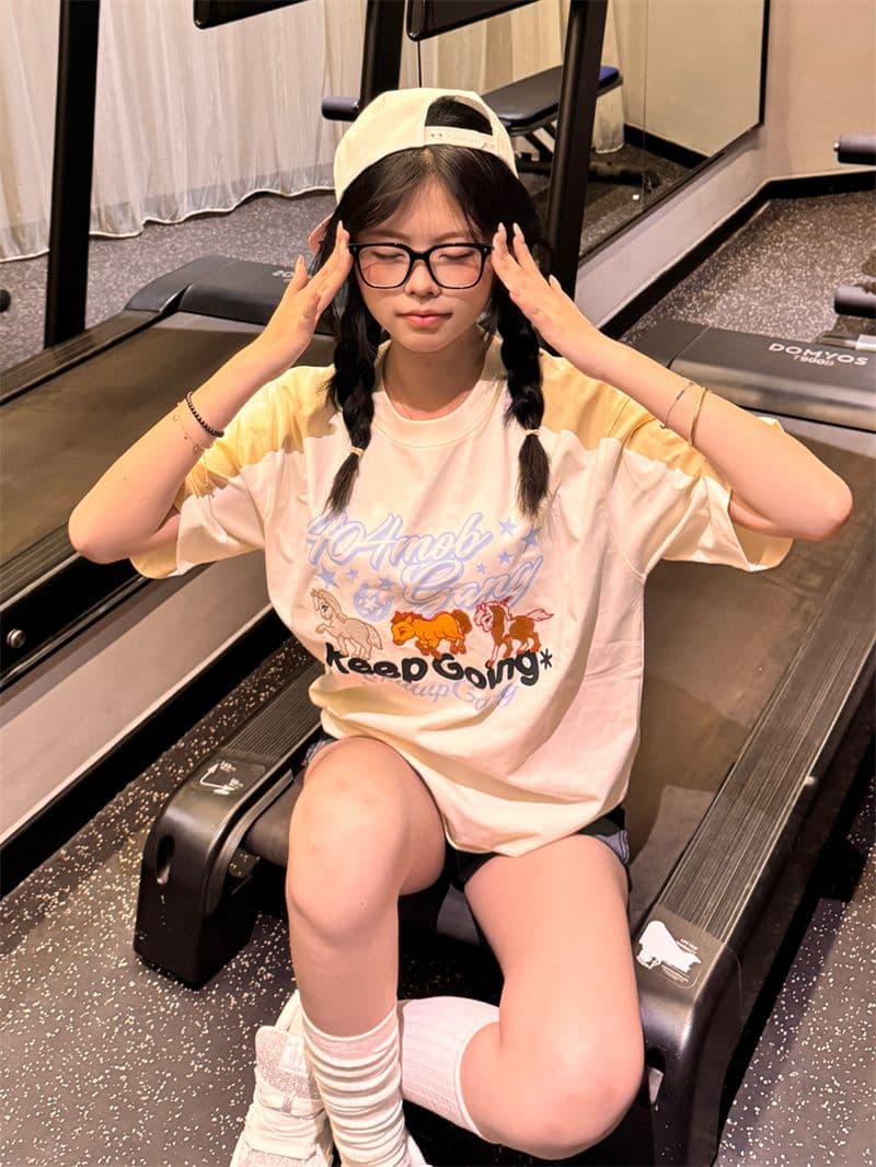 자수 네리 가게 천 프린트 19 지점 220 그램 순면 반팔 티셔츠 이미지 2