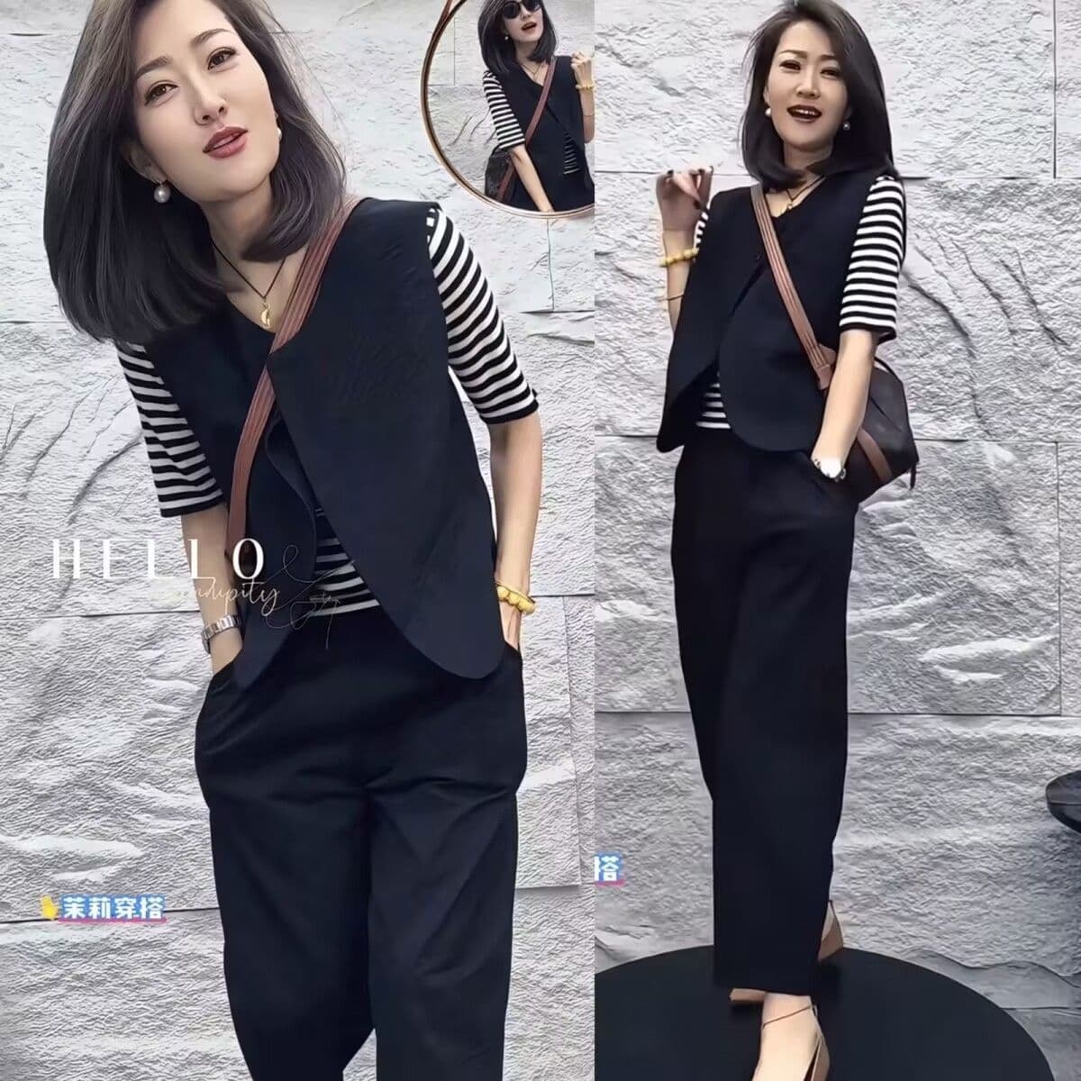 두꺼운 비스듬한 워시 물 면 여름 새로운 패션 세트 외국 가스 만나는 슬림해 보이는 품격 정장 베스트 3종 세트 상세 이미지 3