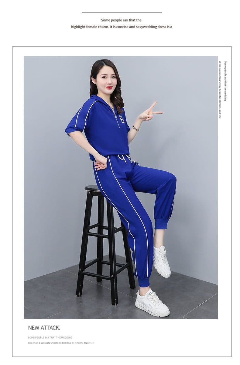 스포츠 슈트 2026 여름 새로운 빅 사이즈 여성 의류 연령 감소 슬림해 보이는 외국 가스 조거 바지 투피스 세트 7 상세 이미지 8