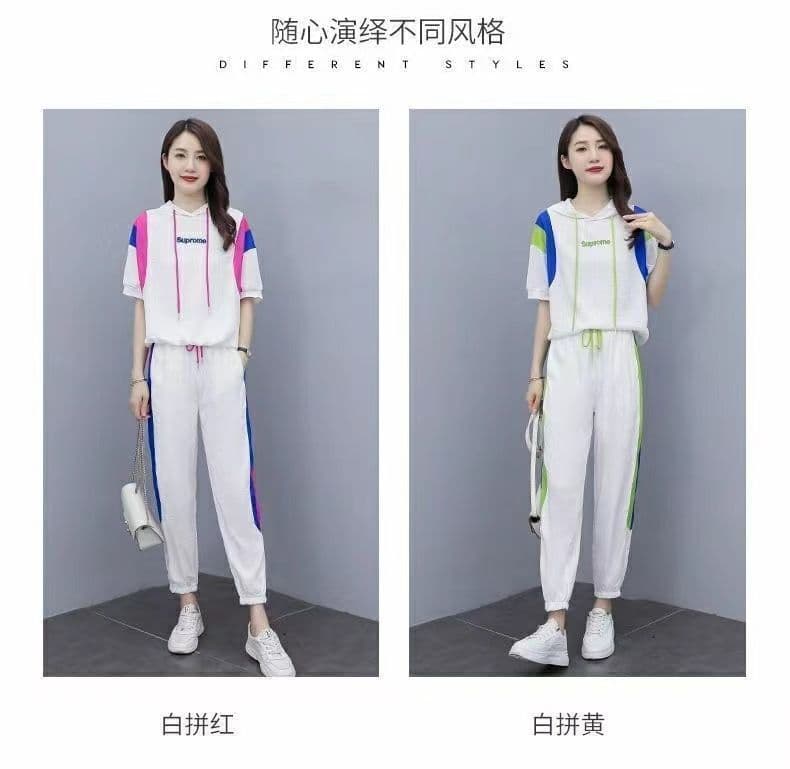패션 운동 캐주얼 세트 여성 2026 여름 새로운 연령 감소 외국 가스 슬림해 보이는 패션 투피스 세트 상세 이미지 9