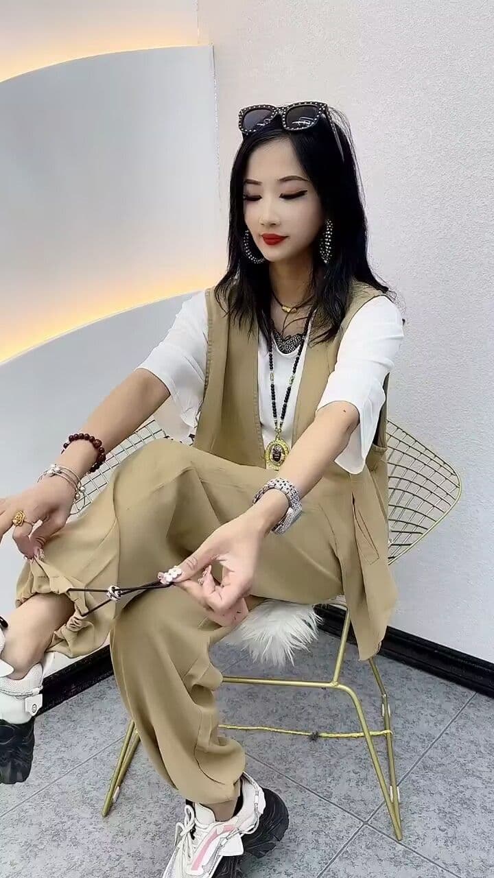 패션 세트 여성 여름 새로운 외국 가스 루즈핏 반팔 티셔츠 베스트 3종 세트 상세 이미지 8