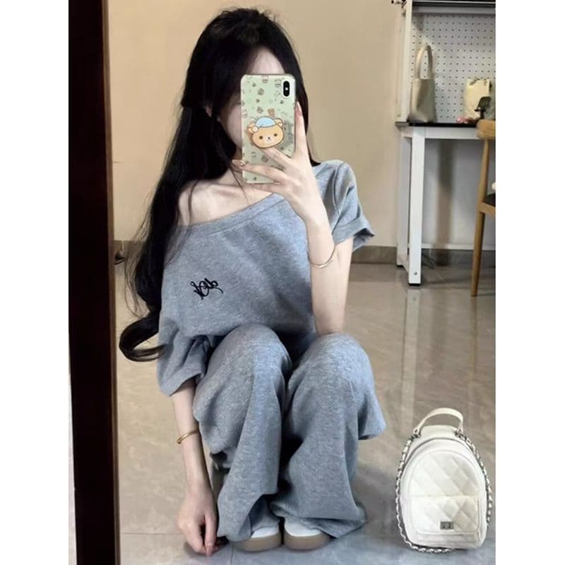 40 230 크 92 면 8 암모니아 Lun 높은 탄력성 긍정적 인 어깨 프린트 반팔 티셔츠 여성 이미지 5