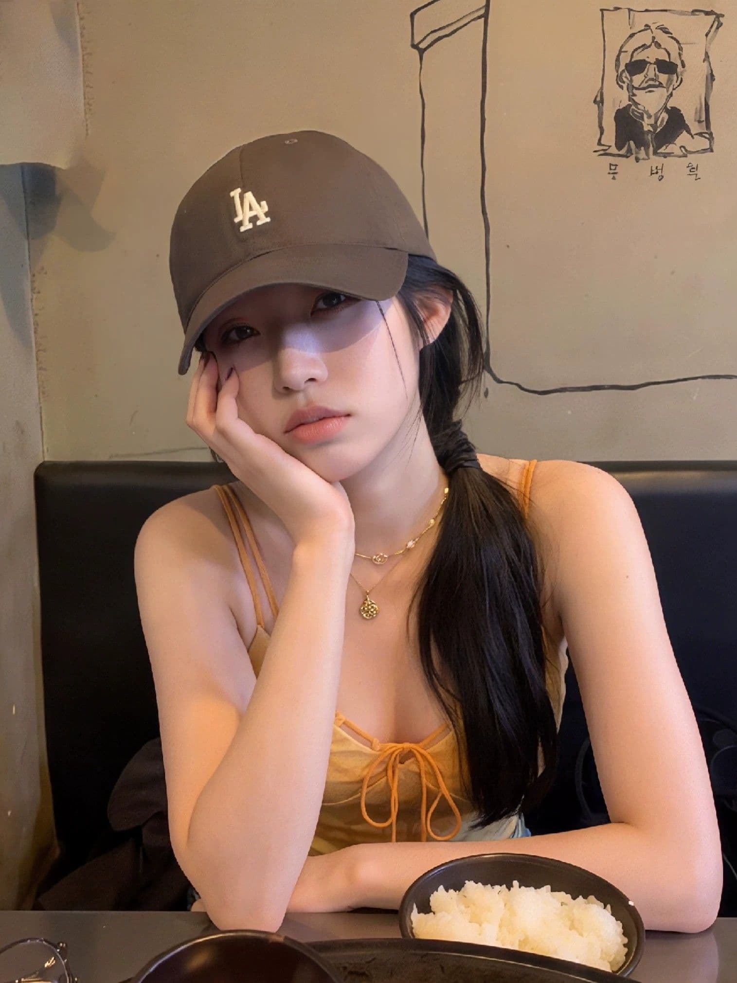 메시 원단 안감 주황색 체크무늬 캐미솔 여름 레이스업 허리 수축 핫걸 착용 가져 가라. 아름다운 ins 맨위 상세 이미지 3