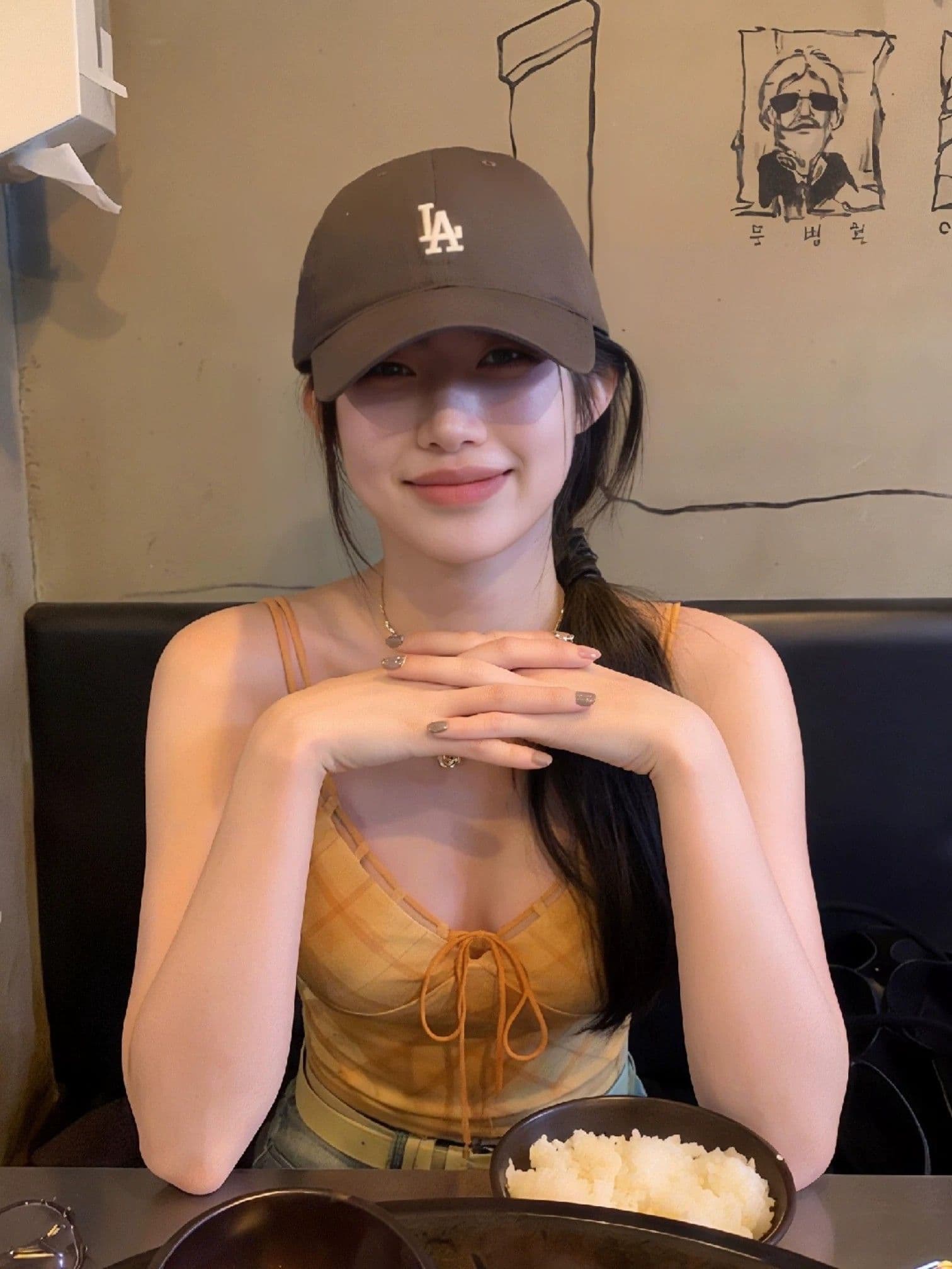 메시 원단 안감 주황색 체크무늬 캐미솔 여름 레이스업 허리 수축 핫걸 착용 가져 가라. 아름다운 ins 맨위 상세 이미지 4