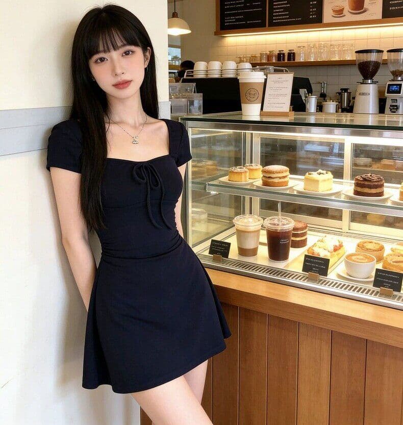 2026 여름 반팔 여성 드레스 디자인 센스 행침 목 프랑스식 레트로 품격 허리 수축 슬림해 보이는 길다 치마 상세 이미지 10