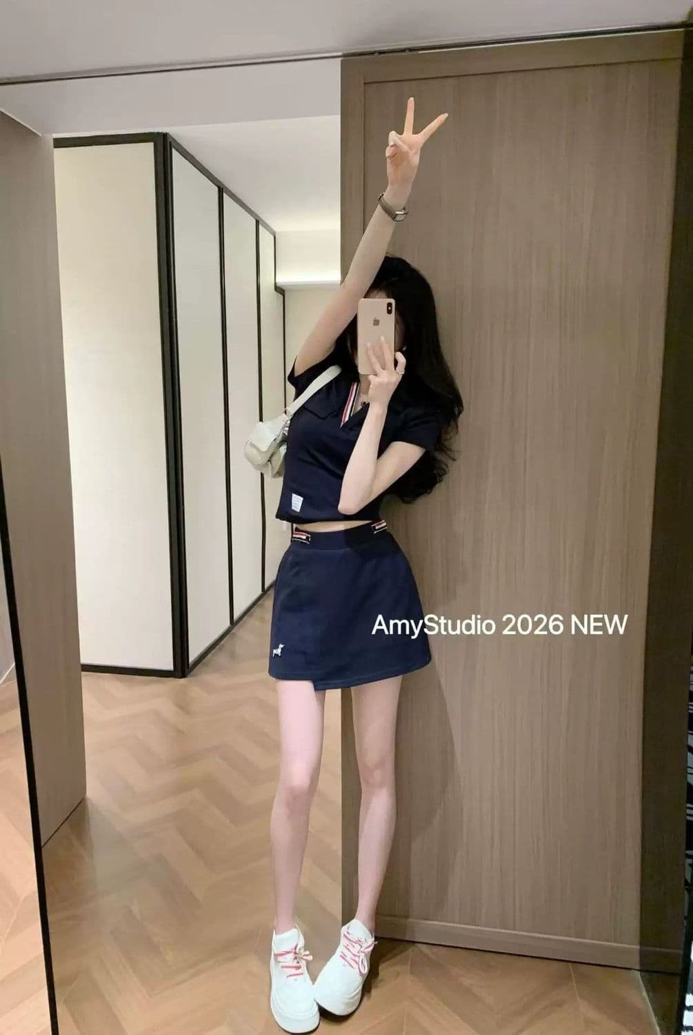 2026 여름 새로운 캐주얼 운동 연령 감소 다용도 polov 칼라 반팔 티셔츠 미니 스커트 세트 여성 상세 이미지 9
