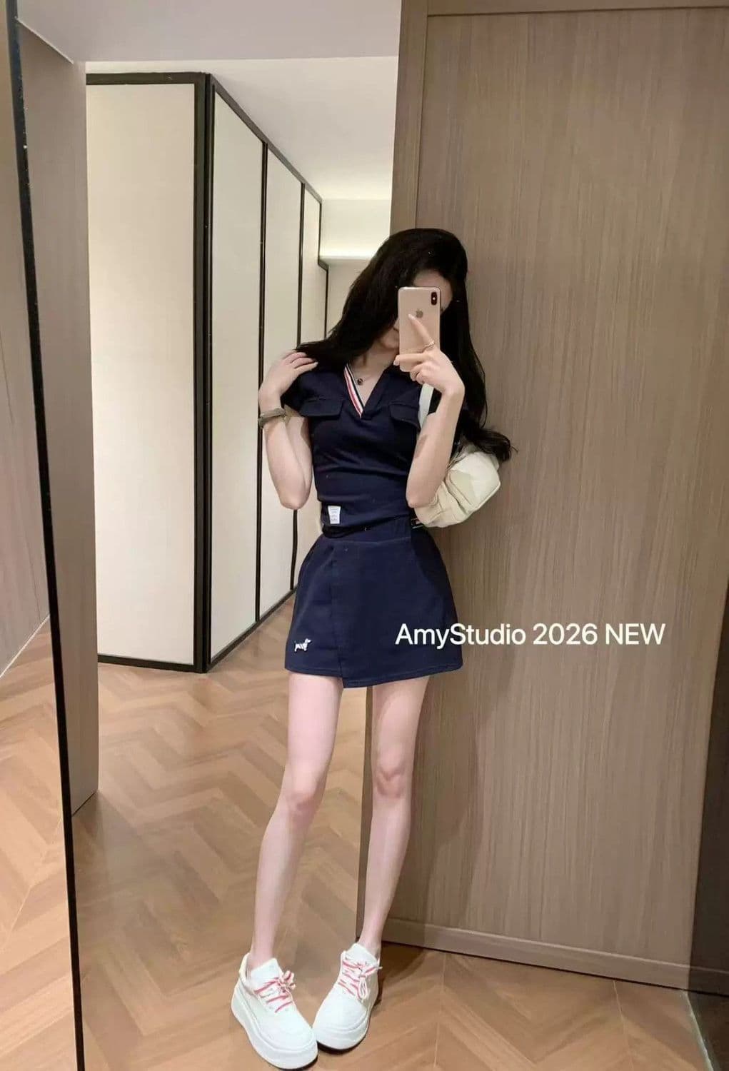 2026 여름 새로운 캐주얼 운동 연령 감소 다용도 polov 칼라 반팔 티셔츠 미니 스커트 세트 여성 상세 이미지 13