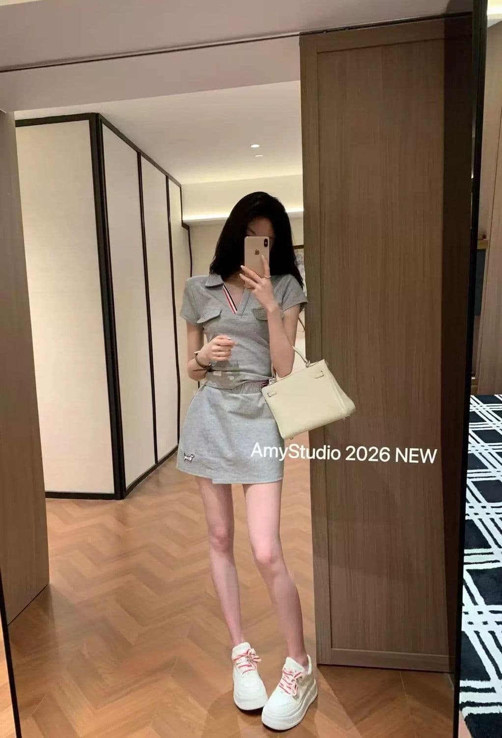 2026 여름 새로운 캐주얼 운동 연령 감소 다용도 polov 칼라 반팔 티셔츠 미니 스커트 세트 여성 상세 이미지 15