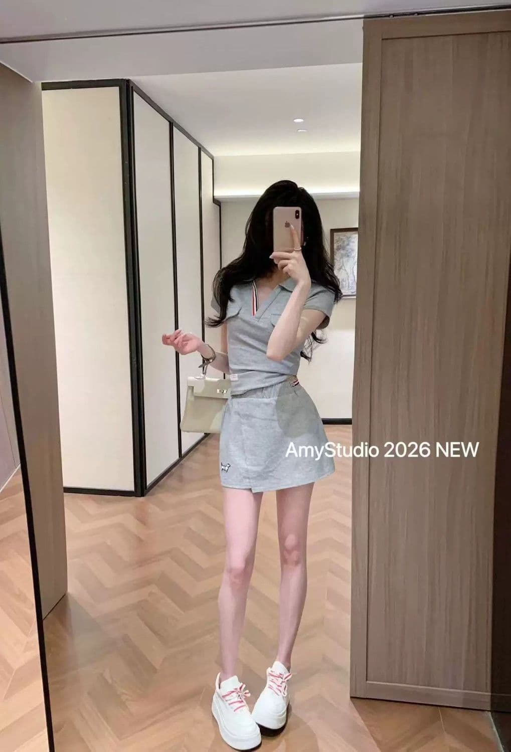 2026 여름 새로운 캐주얼 운동 연령 감소 다용도 polov 칼라 반팔 티셔츠 미니 스커트 세트 여성 상세 이미지 16
