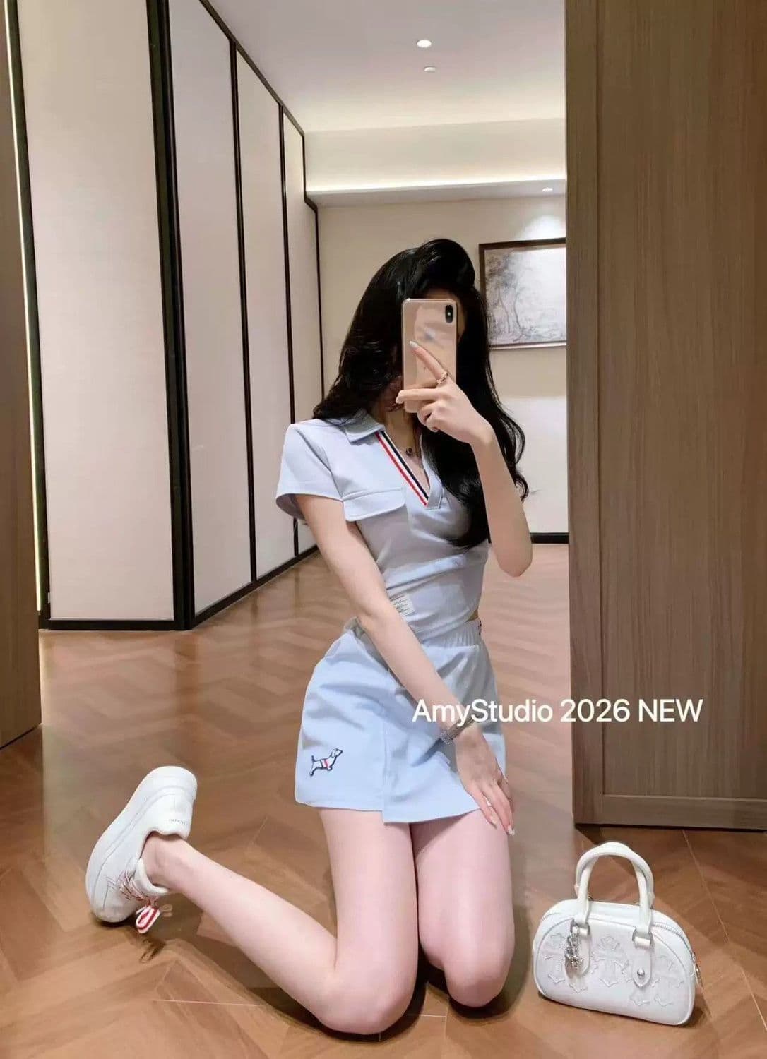 2026 여름 새로운 캐주얼 운동 연령 감소 다용도 polov 칼라 반팔 티셔츠 미니 스커트 세트 여성 상세 이미지 23
