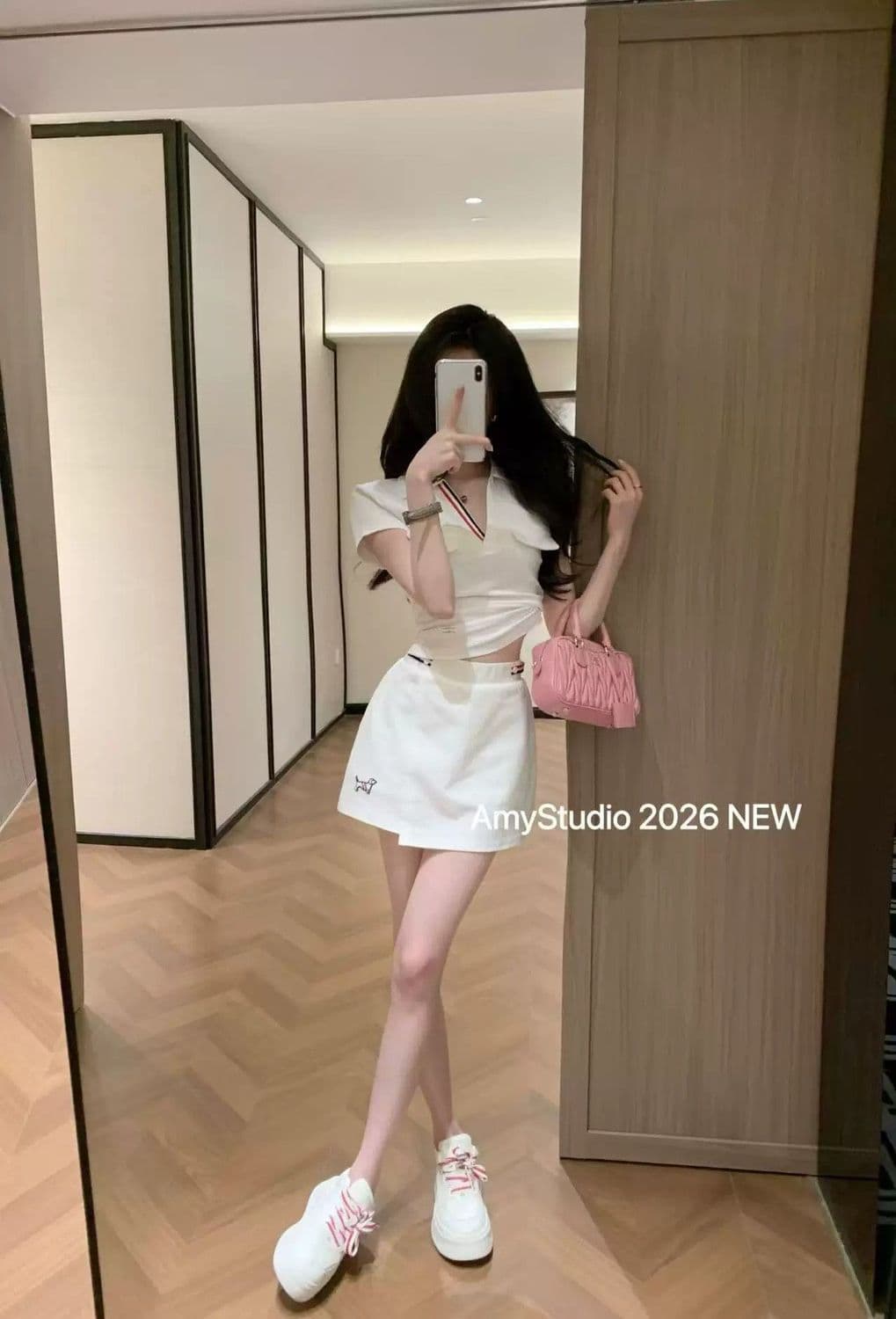 2026 여름 새로운 캐주얼 운동 연령 감소 다용도 polov 칼라 반팔 티셔츠 미니 스커트 세트 여성 상세 이미지 25