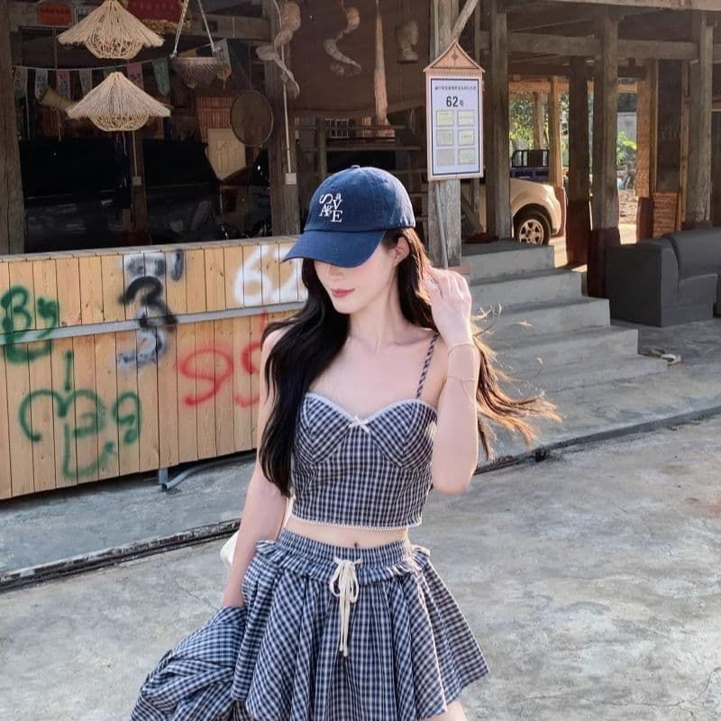 한 부서 착용 가져 가라. 섹시함 격자 무늬 셔츠 슬립 맨위 반바지 느긋한 바람 3종 세트 여성 의류 2026 봄 여름 새로운 상세 이미지 11