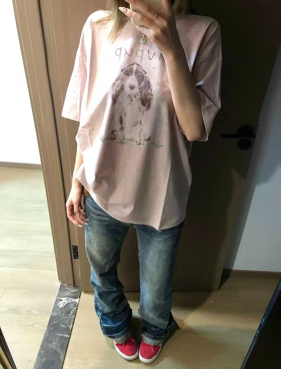 눈꽃 면 반팔 여성 이미지 2