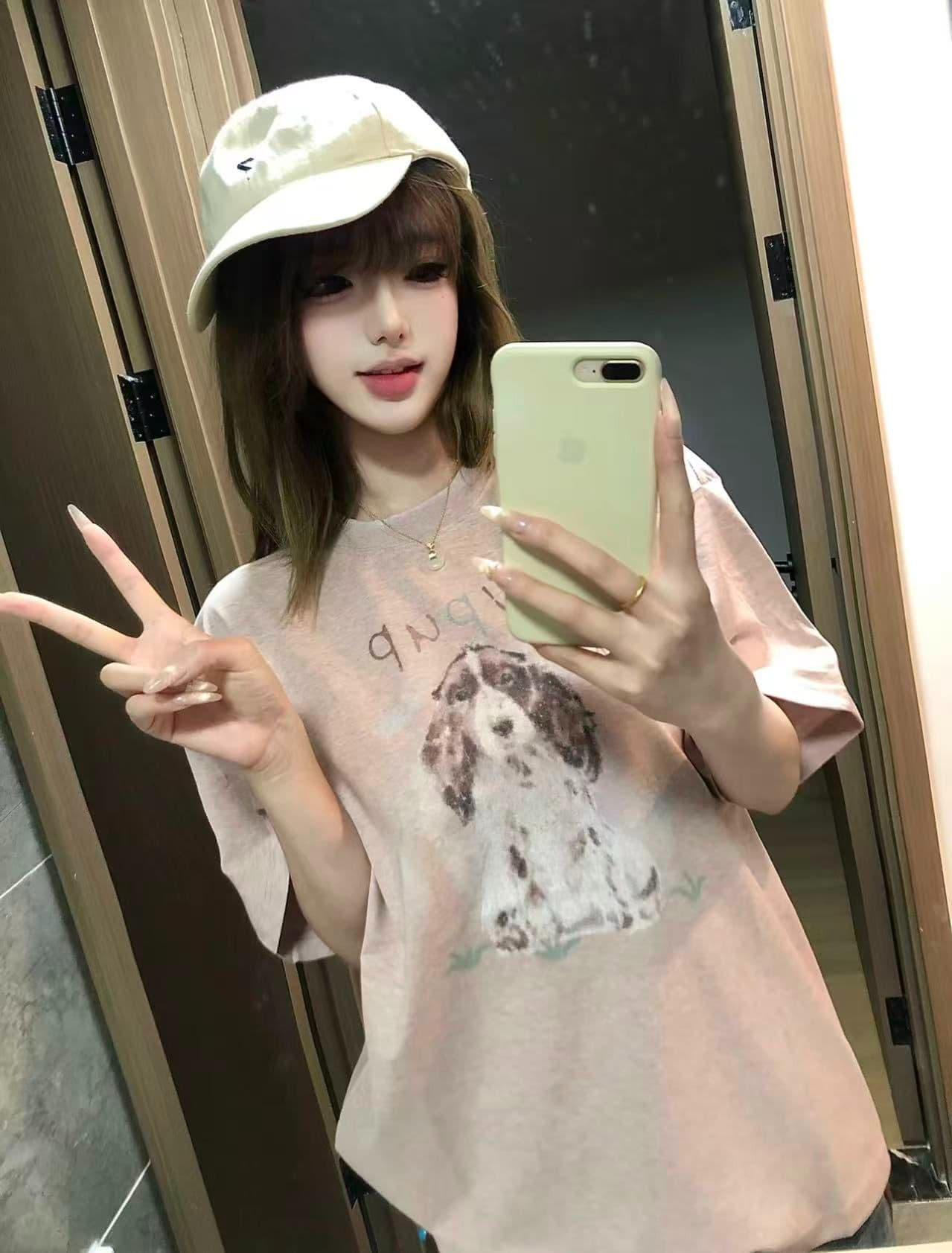 눈꽃 면 반팔 여성