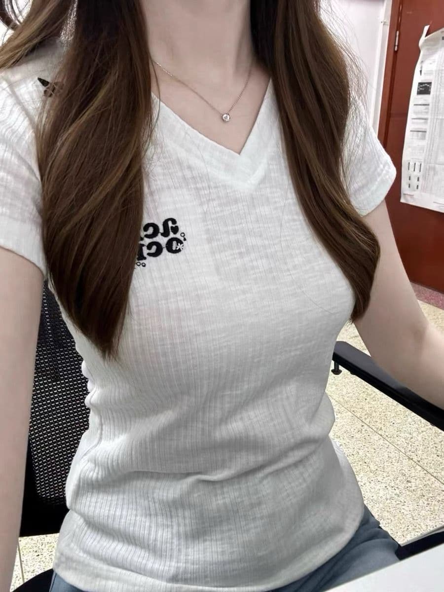 자수 네리 가게 천 원본 원단 반팔 티셔츠 여성
