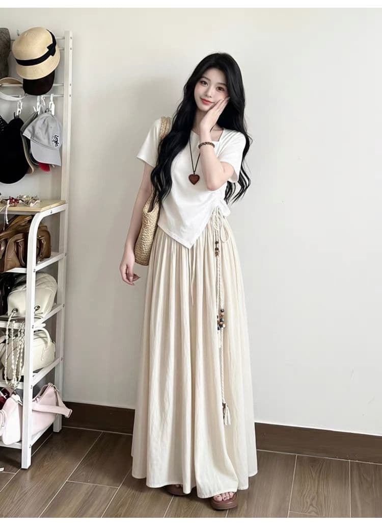 여름 착용 가져 가라. 빛 사람들 코치 점잖은 점프 슈트 치마 2026 슈퍼 화재 연령 감소 여름 드레스 자이언트 잘 생긴 롱 스커트 상세 이미지 3