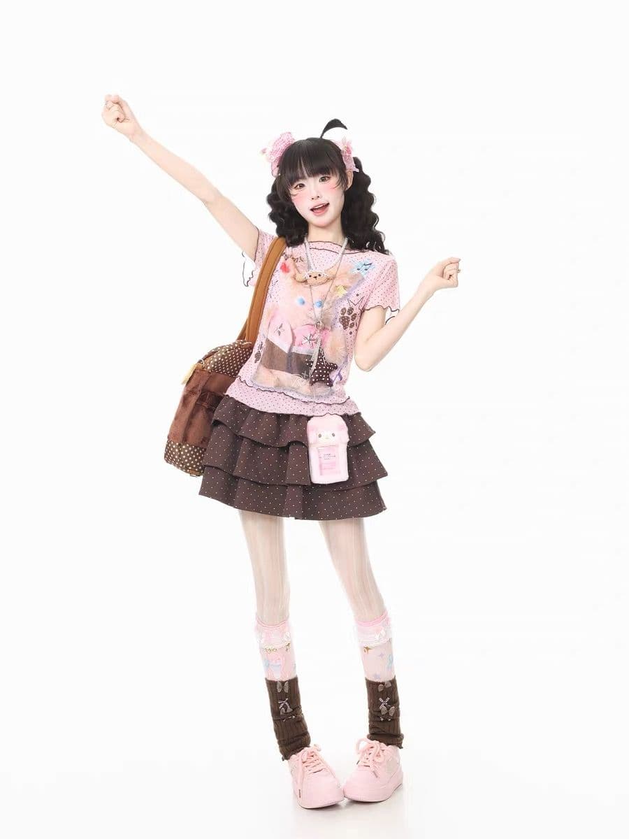 망사 원본 원단 이중층 반팔 티셔츠 상세 이미지 8