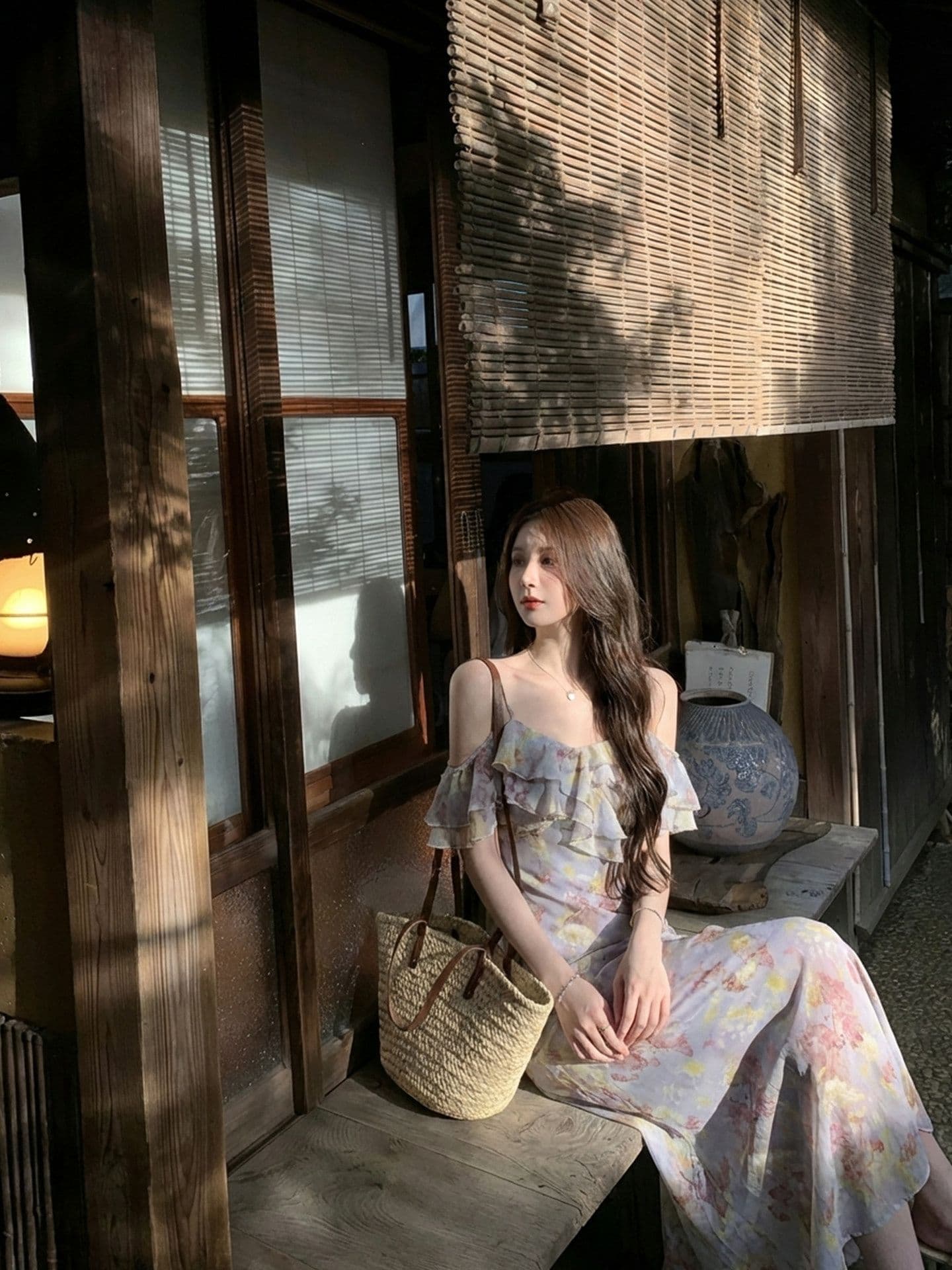 2026 새로운 프랑스식 프릴 오프숄더 슬립 드레스 아이들 여름 휴가 바람 허리 수축 꽃무늬 롱 스커트 이미지 3