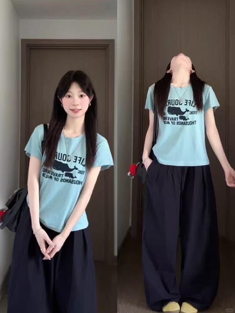 눈꽃 면 반팔 여성