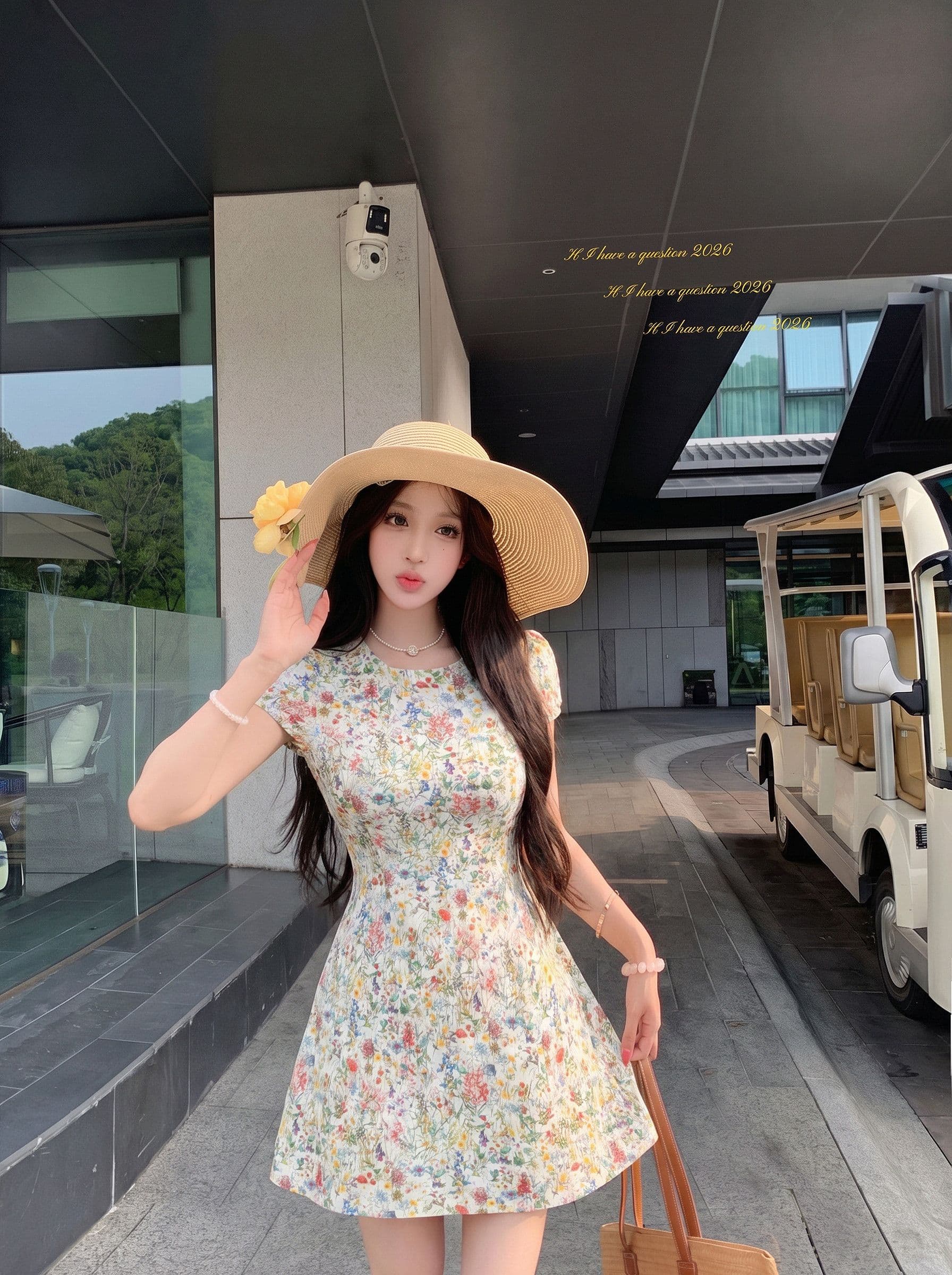 달콤한 스타일 레트로 꽃무늬 반팔 여성 드레스 여름 Chic 연령 감소 허리 수축 슬림해 보이는 미니 스커트 휴가 바람 치마 상세 이미지 9