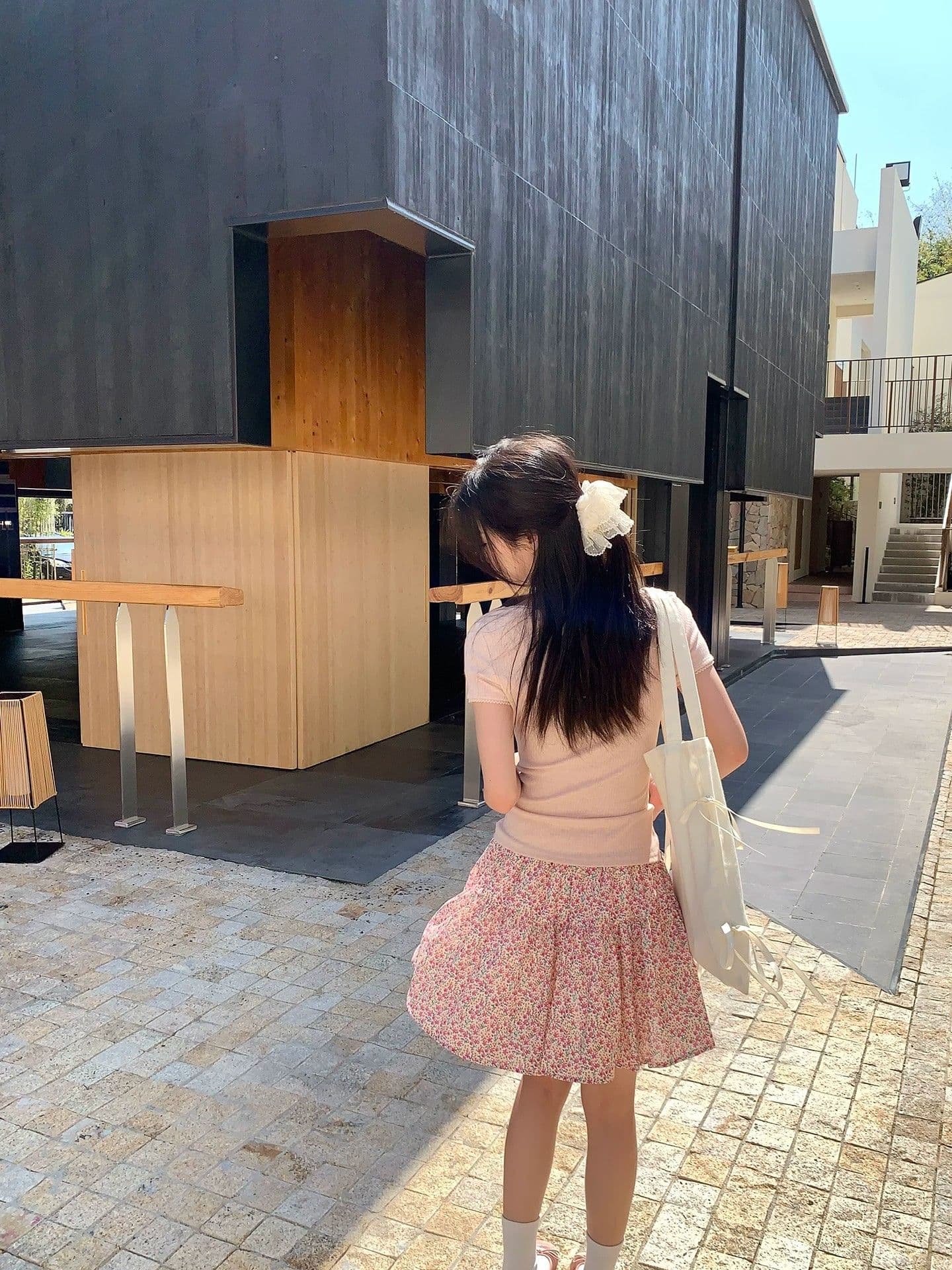 원본 원단 것 한 부서 부드러운 레이스 조각 리브 순수한 욕망 바람 핑크색 레이스 반팔 티셔츠 여성 의류 여름 상세 이미지 9