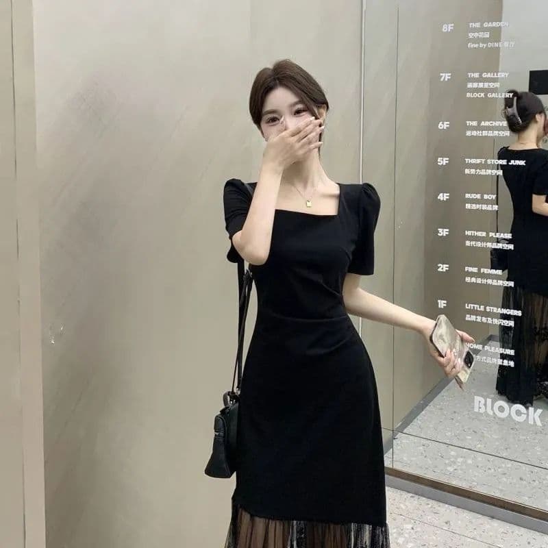 섹시함 레이스 조각 여성 드레스 2026 여름 새로운 지방 mm 빅 사이즈 작은 샤넬 스타일 패션 품격 중간 길이 스커트 상세 이미지 7