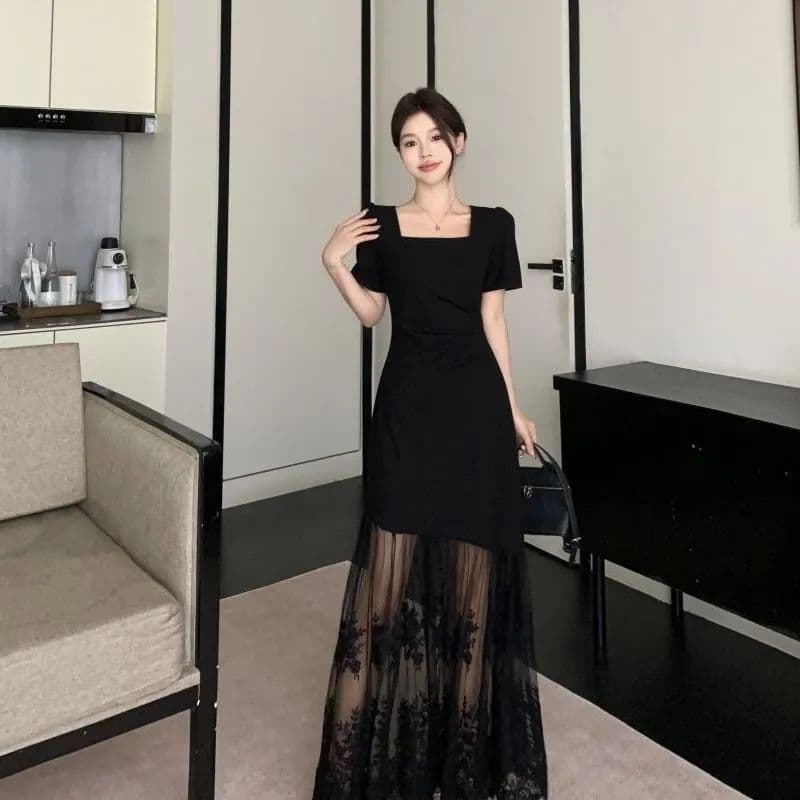 섹시함 레이스 조각 여성 드레스 2026 여름 새로운 지방 mm 빅 사이즈 작은 샤넬 스타일 패션 품격 중간 길이 스커트 상세 이미지 8