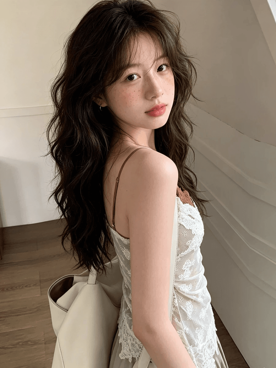 원본 원단 것 순수한 욕망 바람 배색 캐미솔 여름 레이스 조각 섹시함 페이크 레이어드 맨위 상세 이미지 4