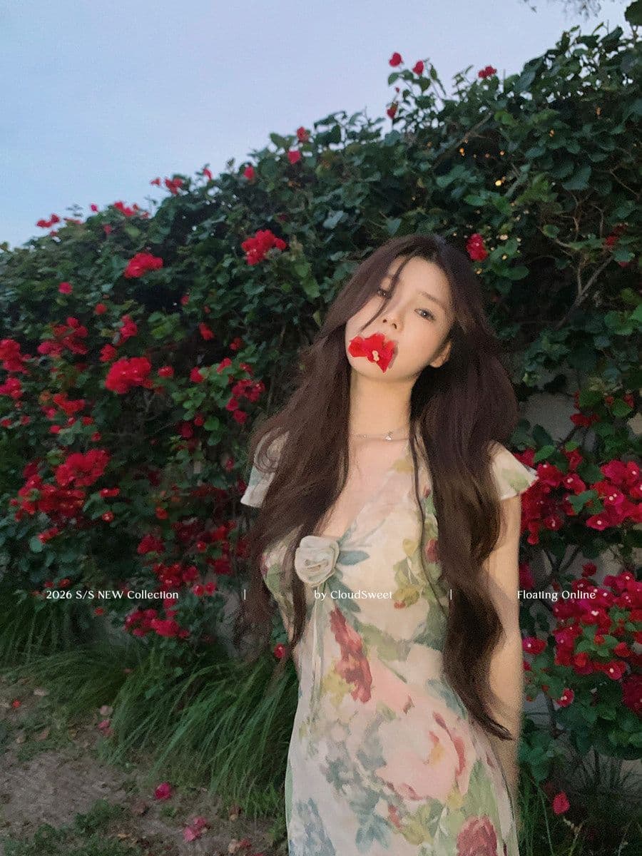 ava 프랑스식 레트로 V넥 작은 날다 소매 몸매 가꾸기 드레스 실크 비스듬한 자르다 피하다. 트위스트 크레이프 롱 스커트 이미지 3
