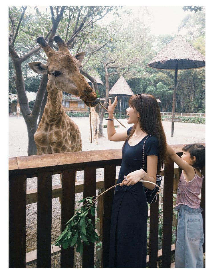 작은 아이들 롱 코트 품격 치마 새로운 반팔 드레스 몸매 가꾸기 여름 허리 수축 롱 스커트 상세 이미지 10
