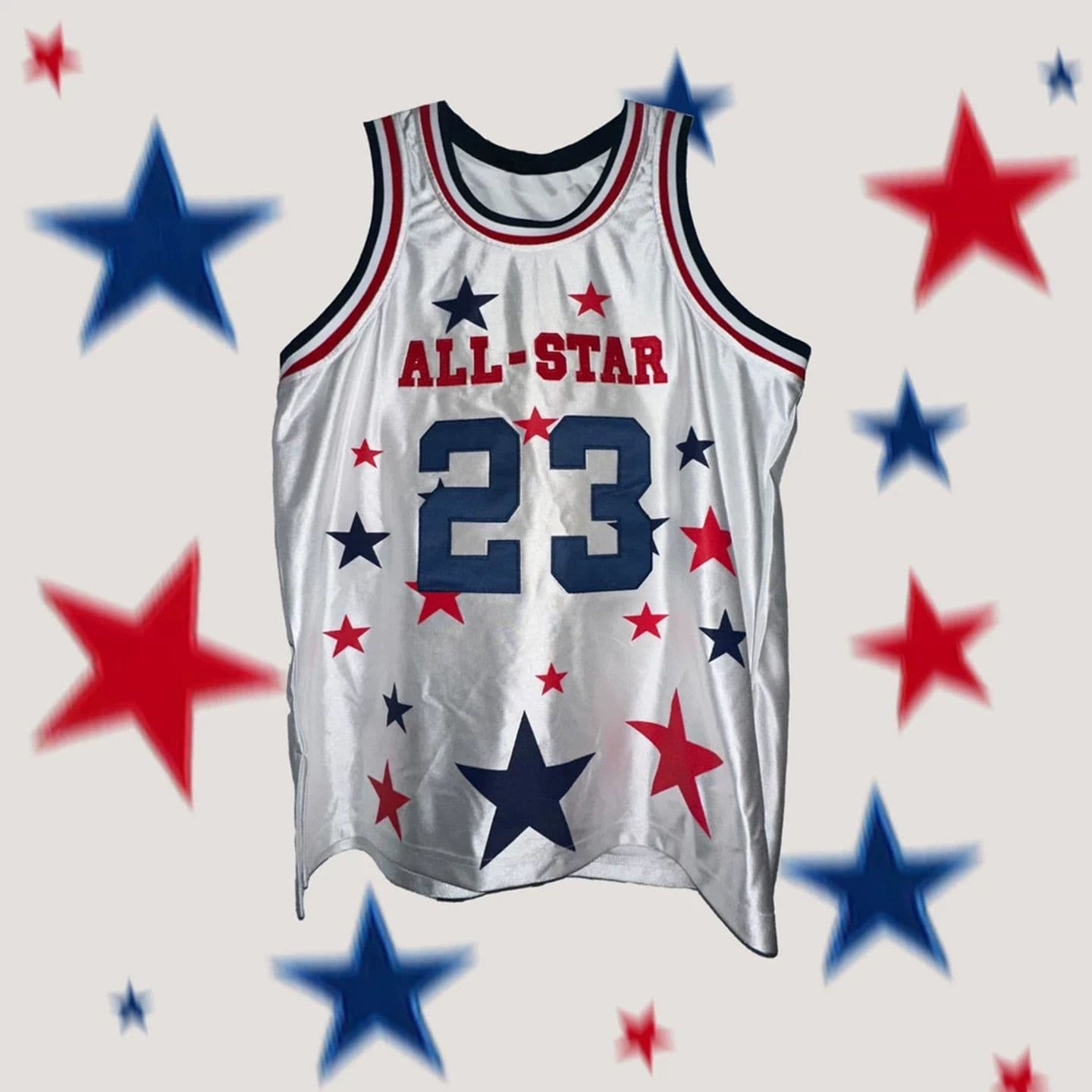 원본 저지 원단 아메리칸 음식 저지 별 전체 인쇄 배색 라운드 넥 조끼 남녀 여름 루즈핏 티셔츠 이미지 2