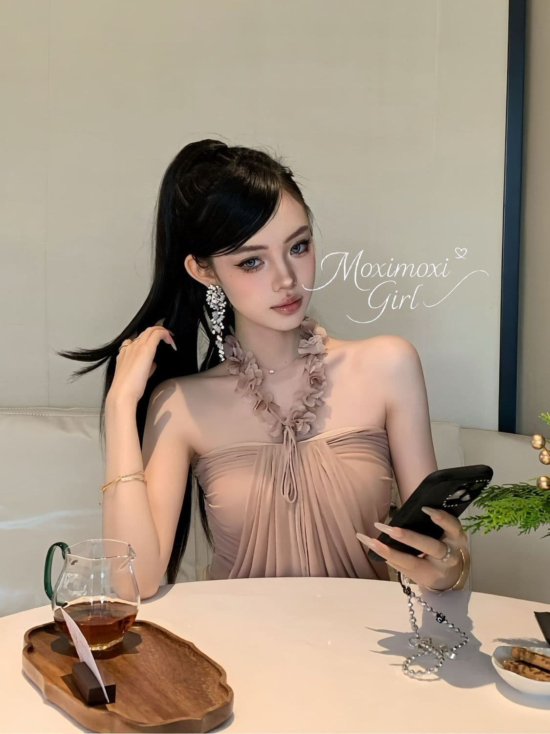 순수한 욕망 섹시함 핫걸 타이트 스커트 여성 여름 행침 목 백리스 몸매 가꾸기 휴가 바람 망사 민소매 허리 수축 드레스 이미지 2