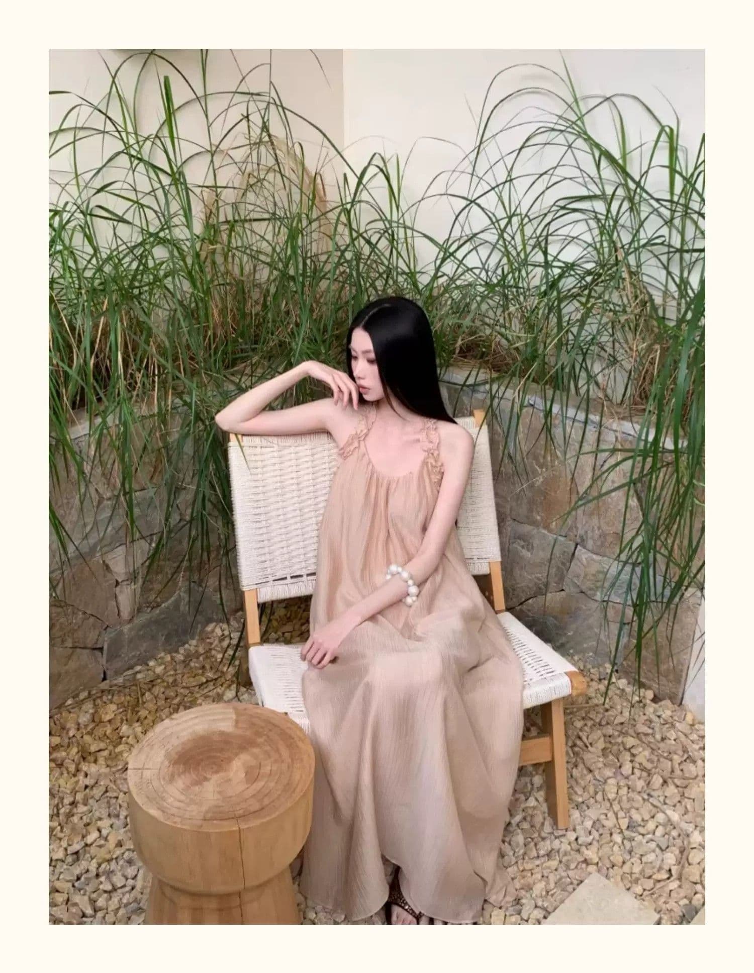 샴페인 오프숄더 행침 목 여성 드레스 여름 프랑스식 빛 요리 한 바람 빛 럭셔리 질감 센스 우아한 품격 길다 치마 상세 이미지 13