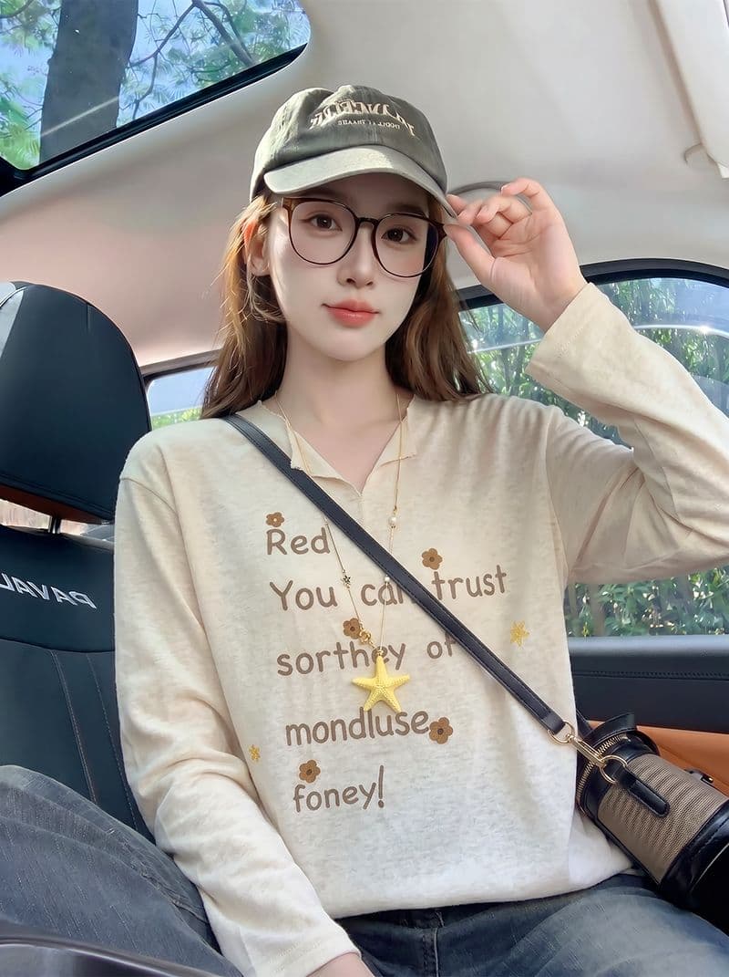 165 그램 눈꽃 면 자외선 차단 의류 여성 의류 여름 새로운 디자인 센스 루즈핏 긴팔 얇은 스타일 V넥 맨위 상세 이미지 10
