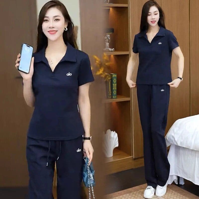 이후 패키지 칼라 전체 조각 세트 뜨거운 새로운 POLO 칼라 패션 연령 감소 반팔 투피스 세트 이미지 4