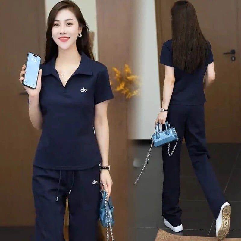 이후 패키지 칼라 전체 조각 세트 뜨거운 새로운 POLO 칼라 패션 연령 감소 반팔 투피스 세트 이미지 2