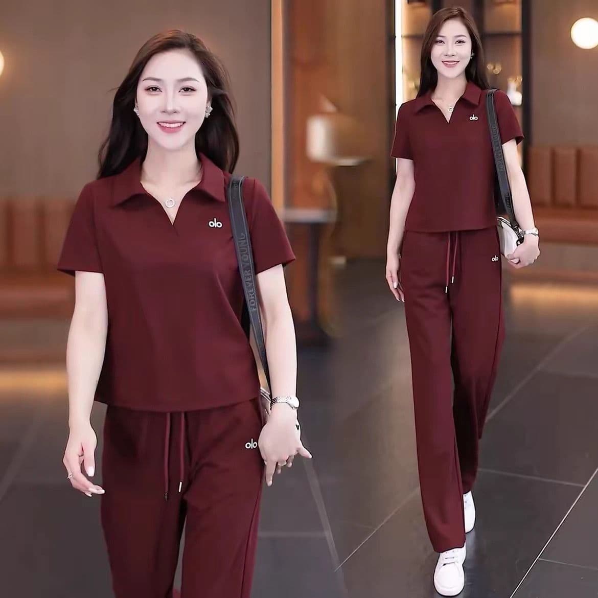 이후 패키지 칼라 전체 조각 세트 뜨거운 새로운 POLO 칼라 패션 연령 감소 반팔 투피스 세트 이미지 3