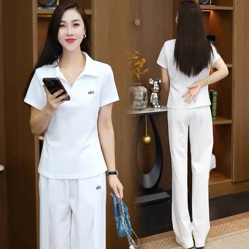 이후 패키지 칼라 전체 조각 세트 뜨거운 새로운 POLO 칼라 패션 연령 감소 반팔 투피스 세트 상세 이미지 3
