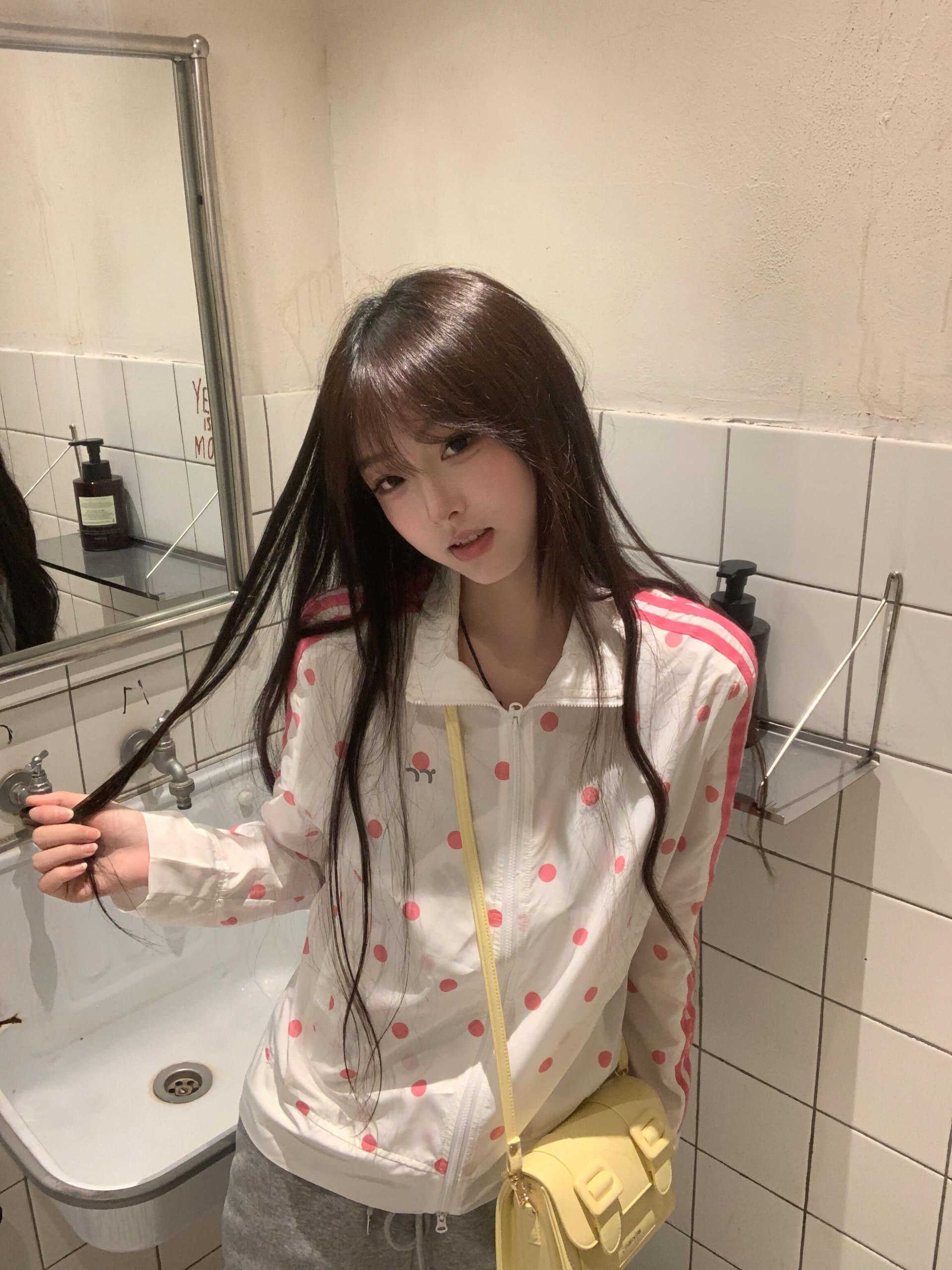 원본 자수 더블 지퍼 폴리 에스터 브로케이드 폴리 에스터 주름 전체 인쇄 도트 무늬 스탠드 칼라 자외선 차단 의류 상세 이미지 2